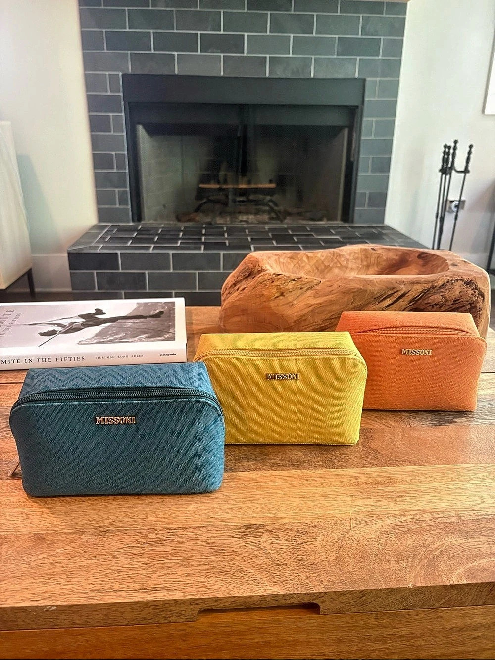 Missoni Amenity Kit Pouch Fall Colors Green, Yellow, Orange (Set of 3 NWT)